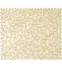 Beige Self design small embossed continuous leaf on stripe textured base fabric main curtain